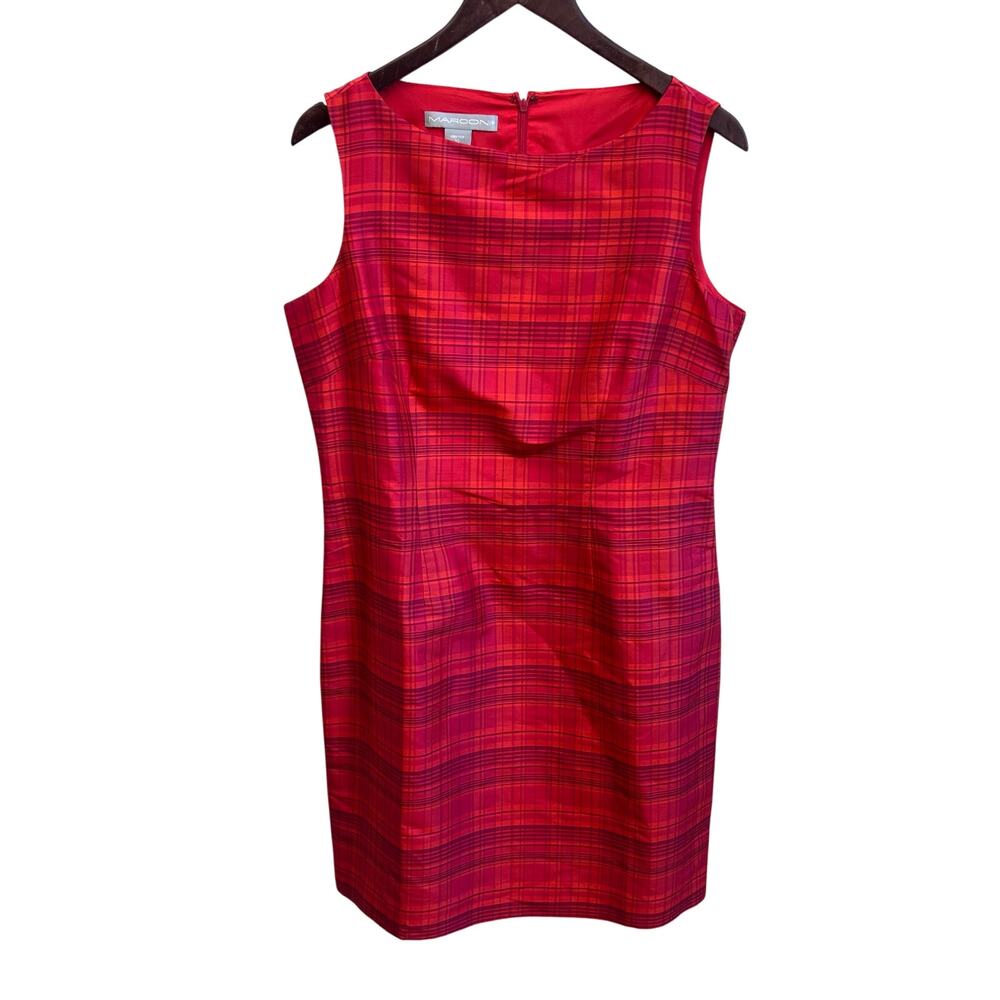 Vintage Marconi 100% Silk Plaid Dress Size 10